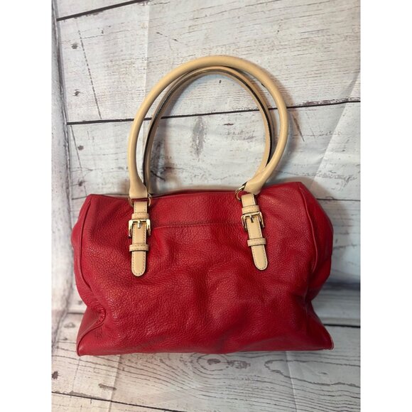 Michael Kors Pebbled Red Leather Medium Handbag Holiday Party Chic - Picture 5 of 12